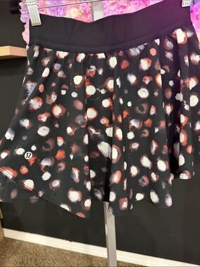 lululemon athletica Black Athletic Skort with Red and White Spot Print